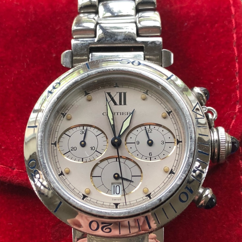 Authentic Cartier Chrono Pasha watch 38mm battery